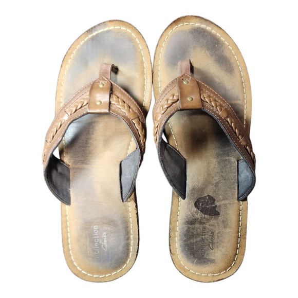 Clarks Womens Flip Flops Brown Size 8 or 9 Comfort Sandals Casual size is not cl - Picture 1 of 9
